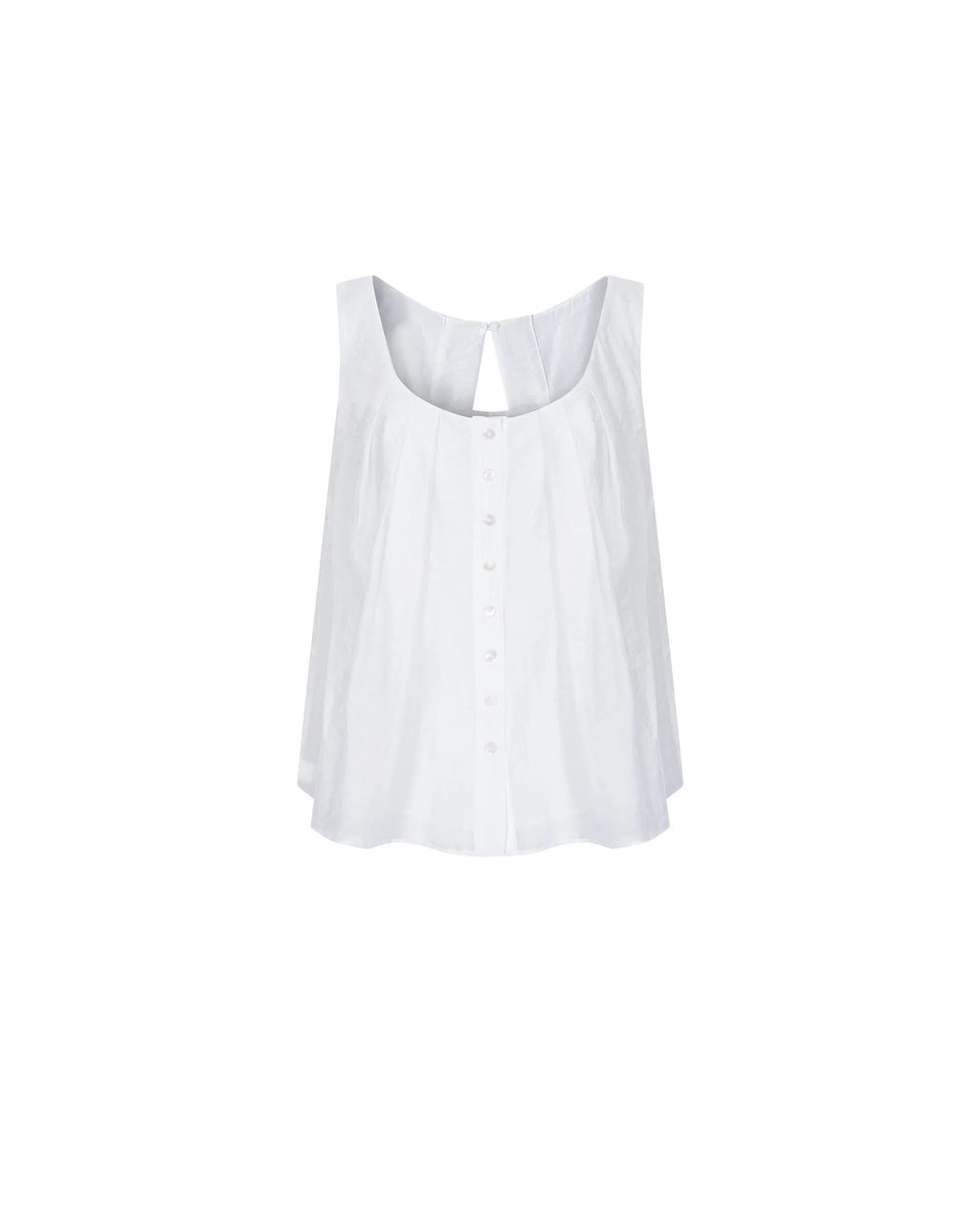 Pleated Front Sleeveless Button Down Tank Top
